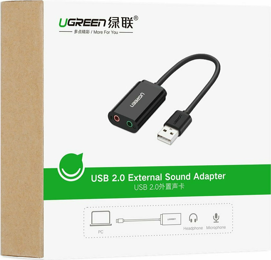 Ugreen US205 Εξωτερική USB Κάρτα Ήχου 2.0 Μαύρο - Image 2