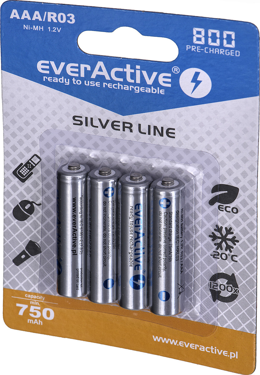 everActive Silver Line AAA 800mAh 1.2V 4τμχ - Image 2
