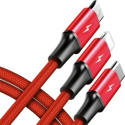 Unitek Braided USB to Lightning / Type-C / micro USB Cable 3A Κόκκινο 1.2m (C4049RD) - Image 3