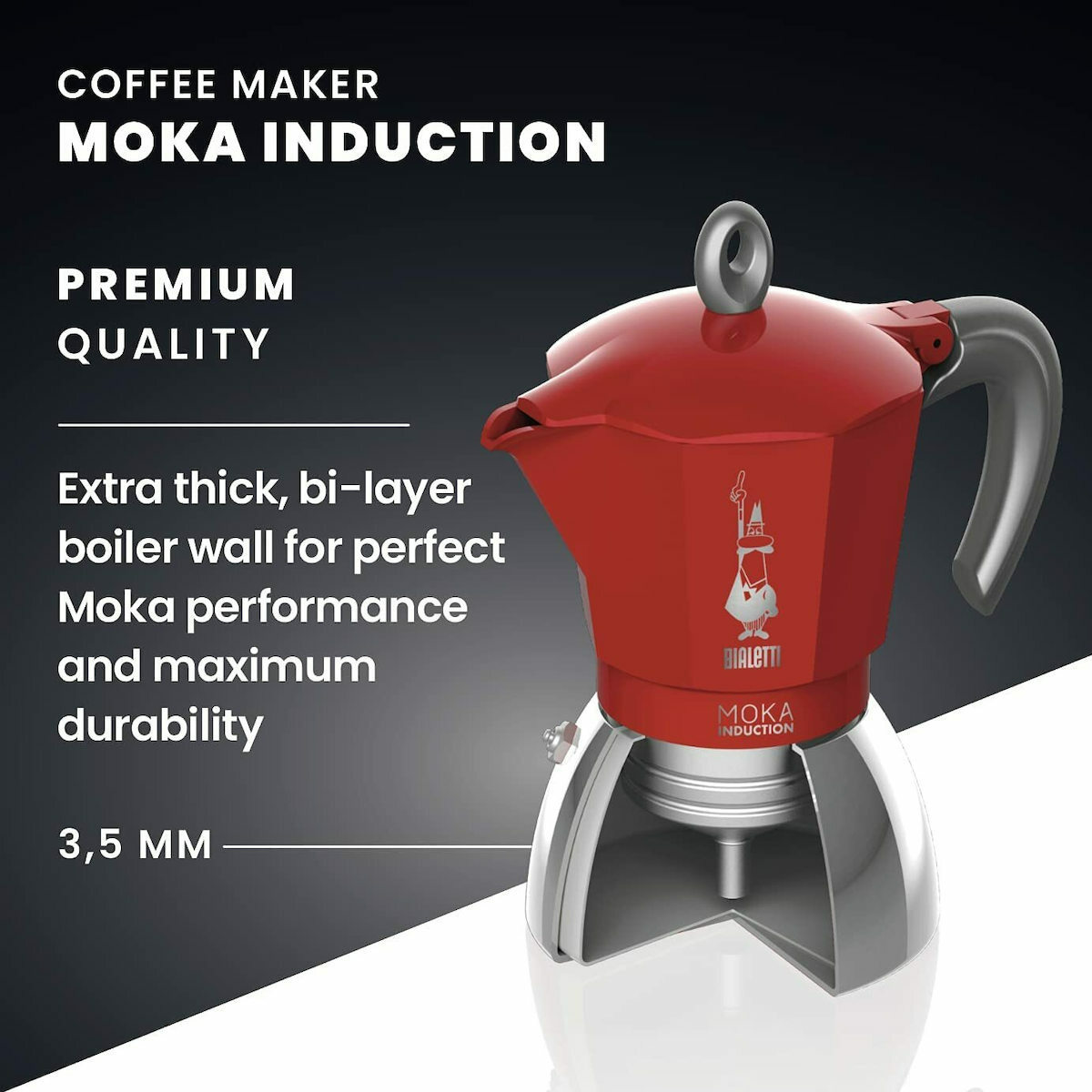 Bialetti Moka Induction Μπρίκι Espresso 4cups Κόκκινο - Image 4