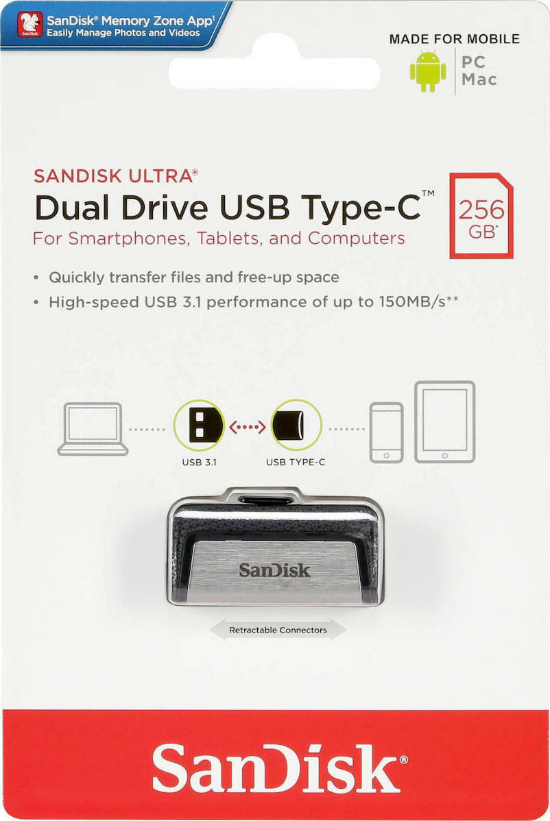 Sandisk Ultra Dual Drive 256GB USB 3.1 Stick με σύνδεση USB-A & USB-C Μαύρο - Image 7