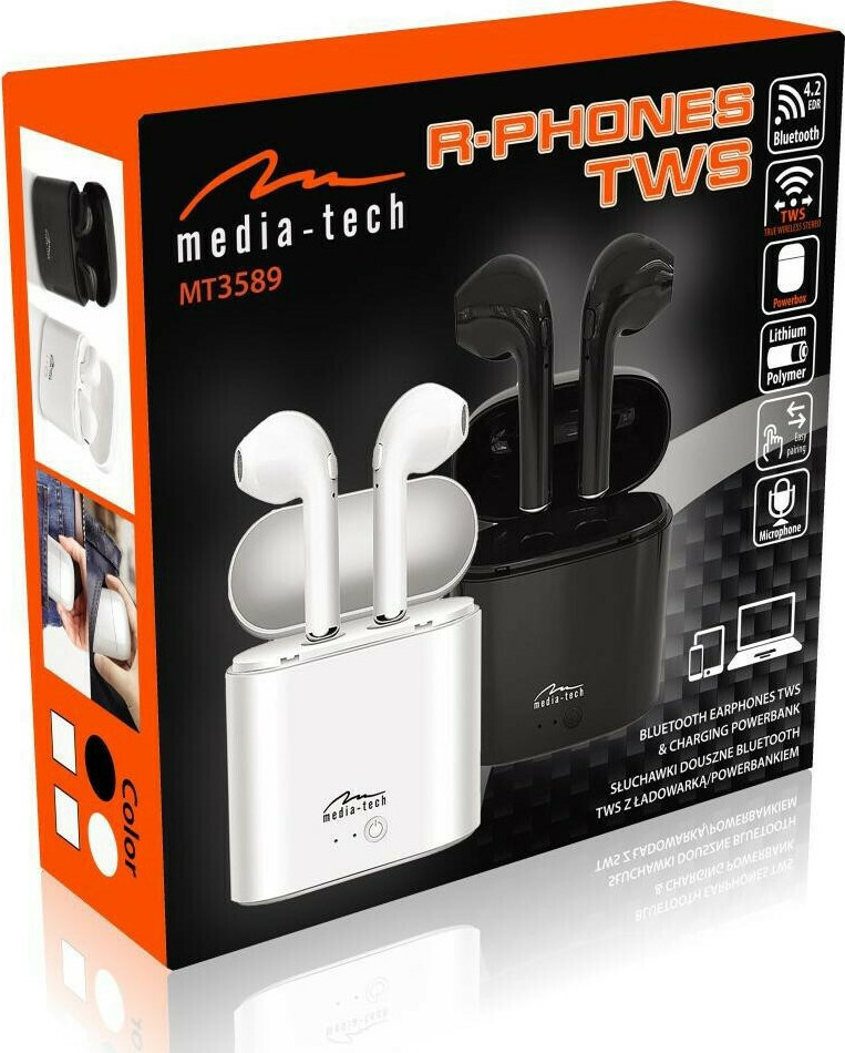 Media-Tech MT3589 Earbud Bluetooth Handsfree Ακουστικά με Θήκη Φόρτισης Μαύρα - Image 9