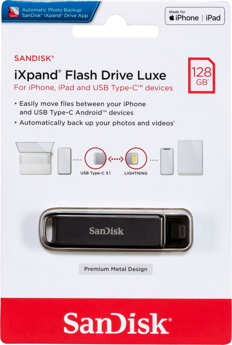 Sandisk iXpand Luxe 128GB USB 3.1 Stick με σύνδεση Lightning & USB-C Μαύρο - Image 7
