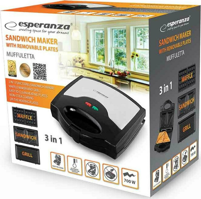 Esperanza Muffuletta 700W για 2 Τοστ Γκρι - Image 7
