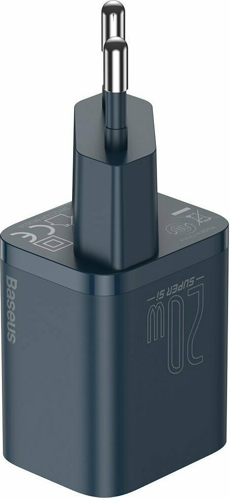 Baseus Φορτιστής με Θύρα USB-C και Καλώδιο USB-C - Lightning 20W Power Delivery Μπλε (Super Si) - Image 4