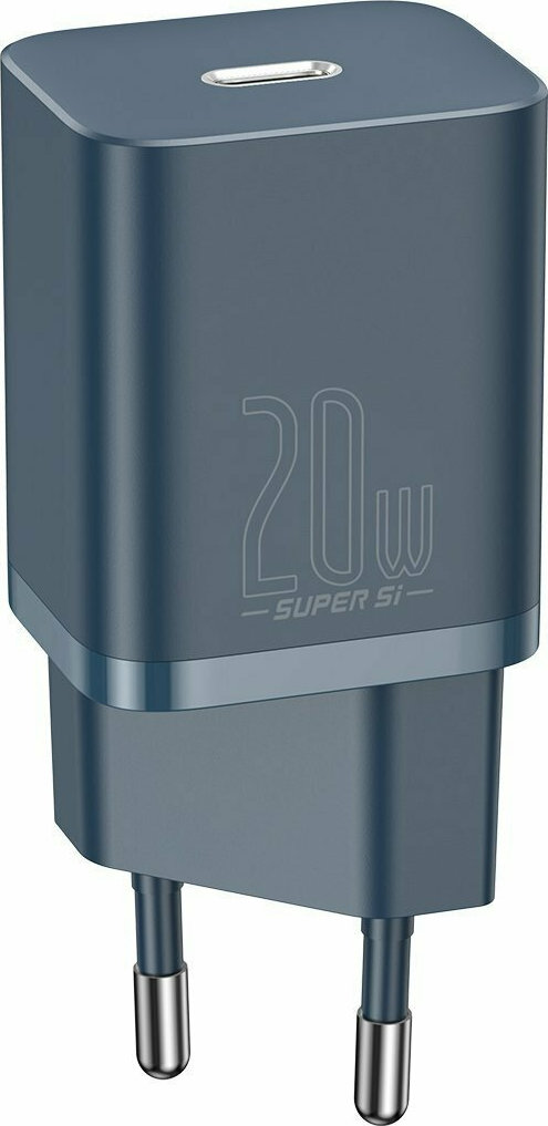 Baseus Φορτιστής με Θύρα USB-C και Καλώδιο USB-C - Lightning 20W Power Delivery Μπλε (Super Si) - Image 3