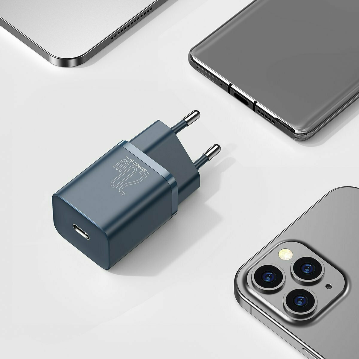 Baseus Φορτιστής με Θύρα USB-C και Καλώδιο USB-C - Lightning 20W Power Delivery Μπλε (Super Si) - Image 8