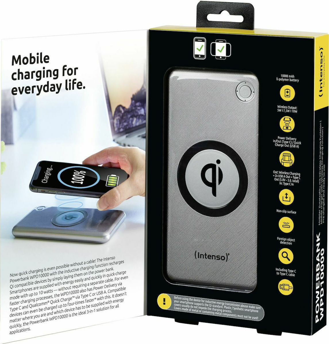 Intenso WPD10000 Wireless 10000mAh 10W Ασημί - Image 4