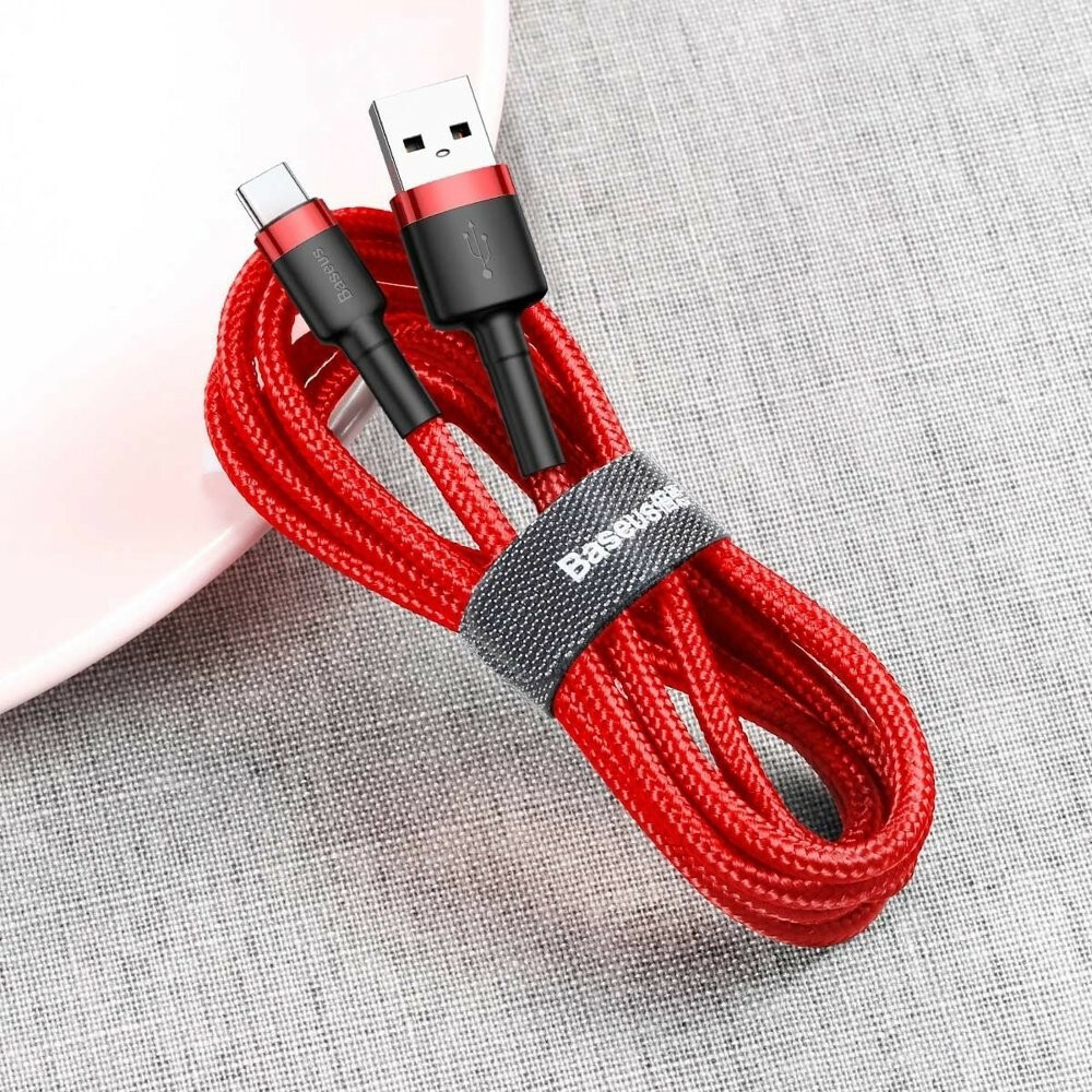 Baseus Cafule Braided USB 2.0 Cable USB-C male - USB-A Κόκκινο 3m (CATKLF-U09) - Image 8