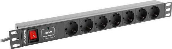 Lanberg Πολύπριζο Rack 1U, 10A,7x Schuko, 2M