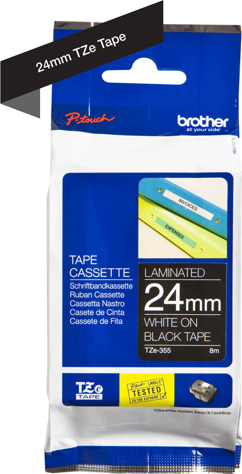 Brother TZE-355 Ταινία Ετικετογράφου 8m x 24mm σε Μαύρο Χρώμα - Image 2
