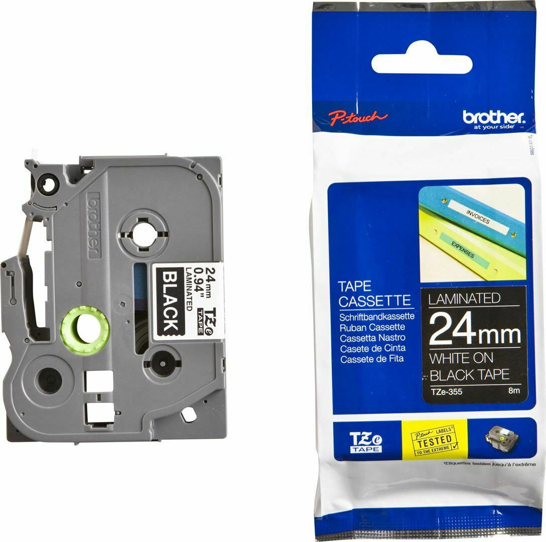 Brother TZE-355 Ταινία Ετικετογράφου 8m x 24mm σε Μαύρο Χρώμα