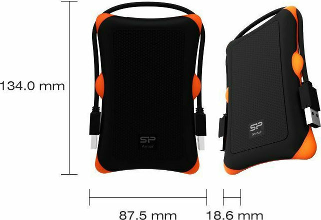 Silicon Power Armor A30 USB 3.0 Εξωτερικός HDD 1TB 2.5" Μαύρο/Πορτοκαλί - Image 7