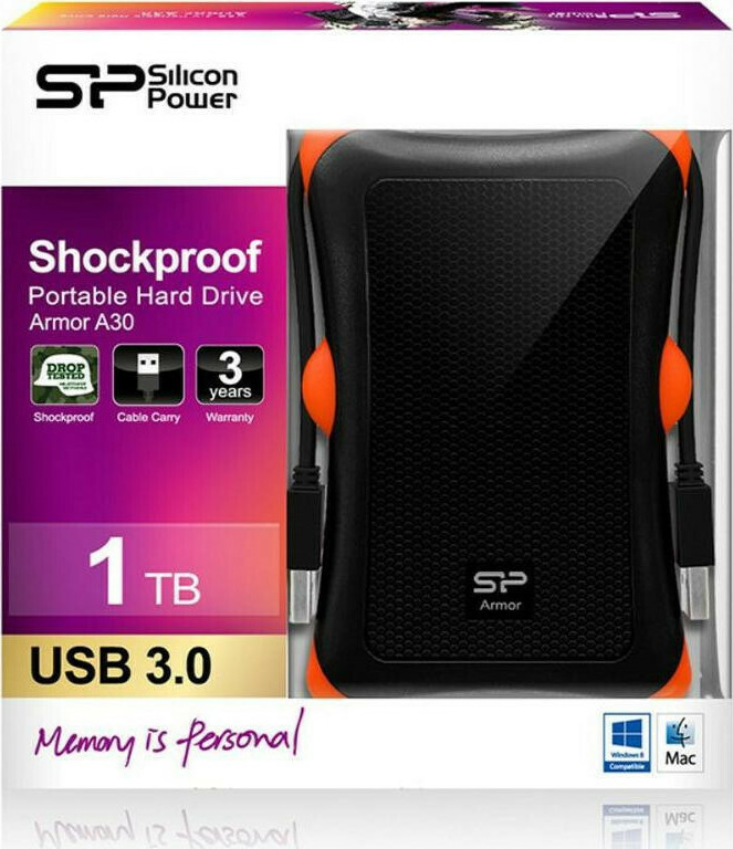 Silicon Power Armor A30 USB 3.0 Εξωτερικός HDD 1TB 2.5" Μαύρο/Πορτοκαλί - Image 9