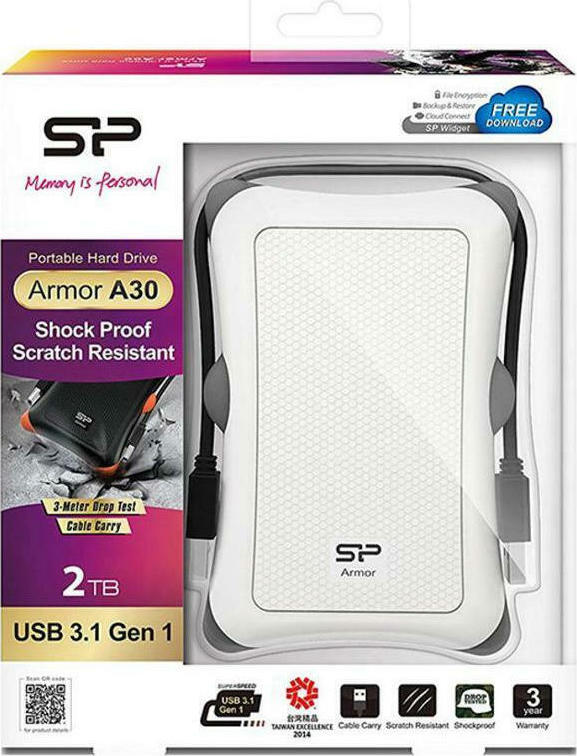 Silicon Power Armor A30 USB 3.0 Εξωτερικός HDD 2TB 2.5" Λευκό/Γκρι - Image 4