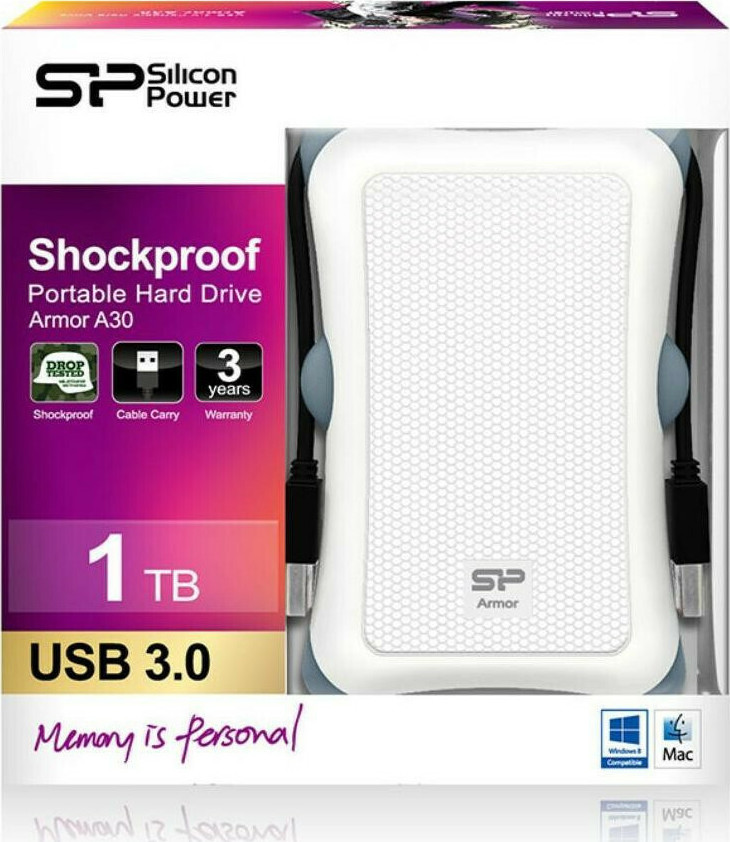 Silicon Power Armor A30 USB 3.0 Εξωτερικός HDD 1TB 2.5" Λευκό - Image 7