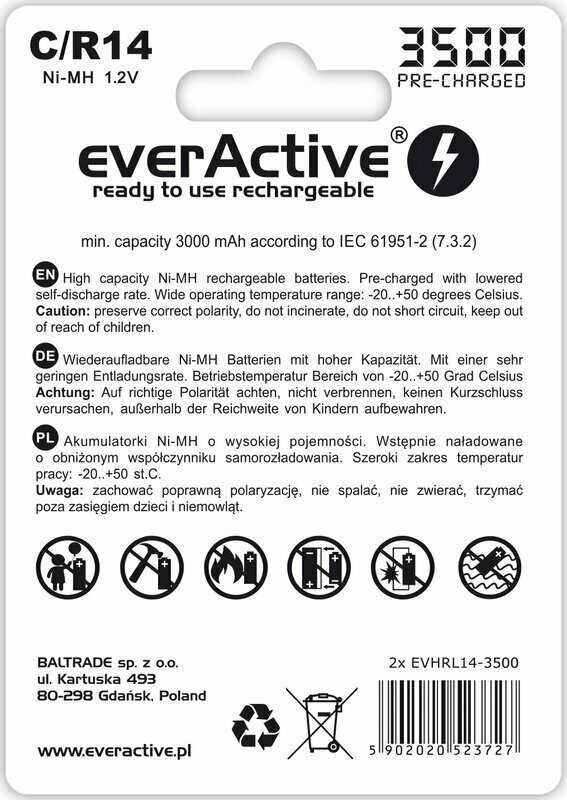 everActive Silver Line C 3500mAh 1.2V 2τμχ - Image 2