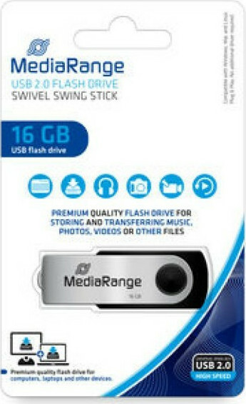 MediaRange 16GB USB 2.0 Ασημί - Image 6