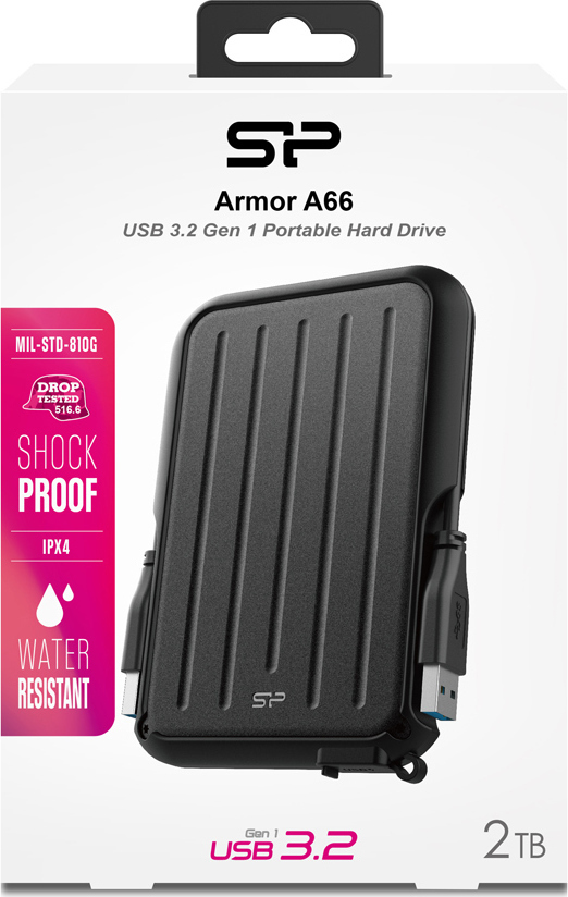 Silicon Power Armor A66 USB 3.2 Εξωτερικός HDD 2TB 2.5" Μαύρο - Image 2