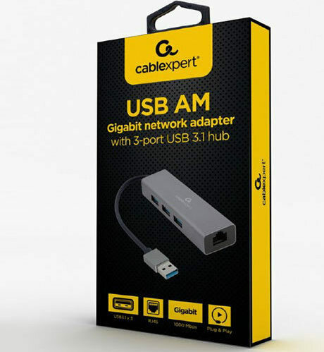 Cablexpert USB 3.0 Hub 3 Θυρών με σύνδεση USB-A Γκρι - Image 2
