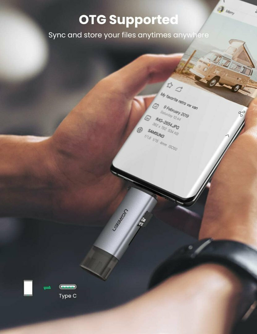 Ugreen Card Reader Type-C για SD/microSD Γκρι - Image 11