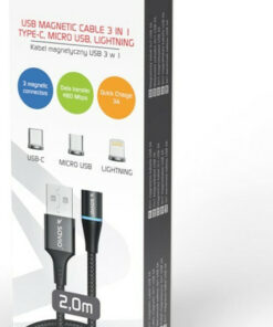 Alternative view of Savio Magnetic USB to Lightning / Type-C / micro USB Cable Μαύρο 2m (CL-155)