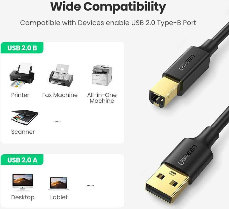 Ugreen USB 2.0 Cable USB-A male - USB-B male Μαύρο 3m 10351 - Image 6