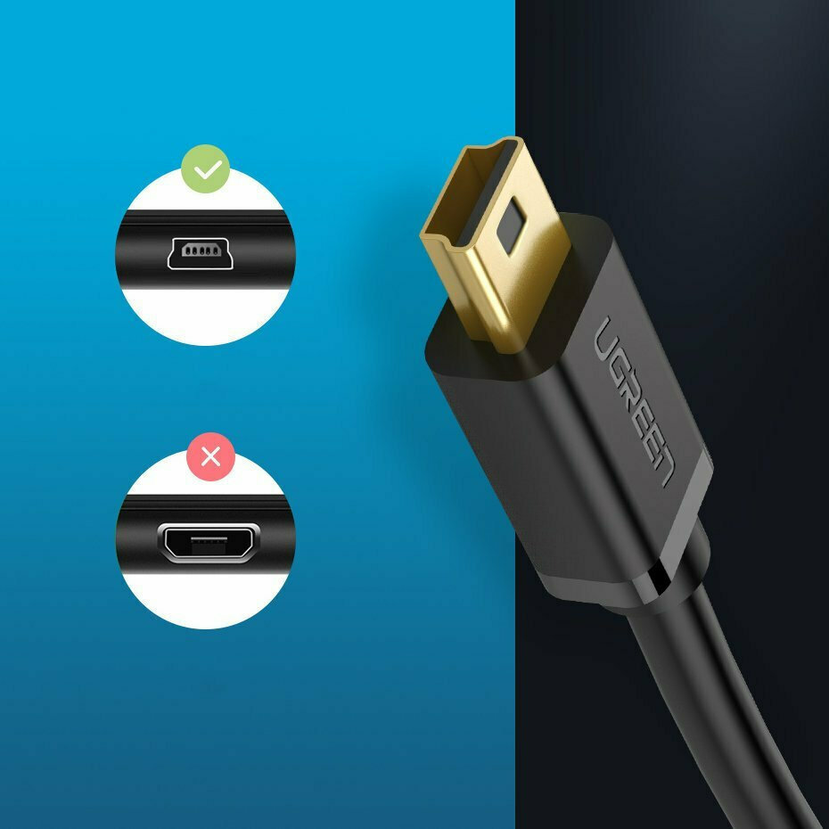 Ugreen USB 2.0 Cable USB-A male - mini USB-B male Μαύρο 1.5m 10385 - Image 5