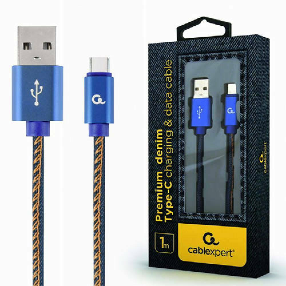 Gembird Premium jeans (denim) USB 2.0 USB-C male - USB-A 1m (CC-USB2J-AMCM-1M-BL) - Image 2