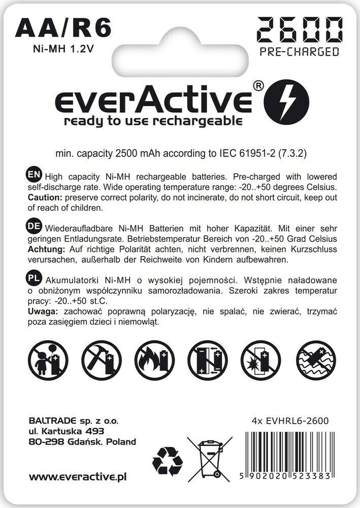 everActive Professional Line AA 2600mAh 1.2V 4τμχ - Image 4