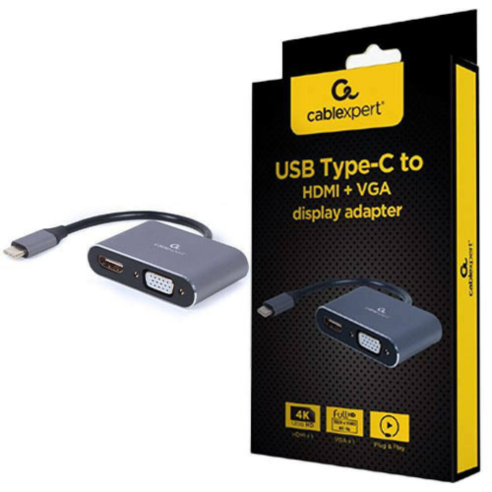 Cablexpert USB-C male σε HDMI / VGA female 1τμχ (A-USB3C-HDMIVGA-01)