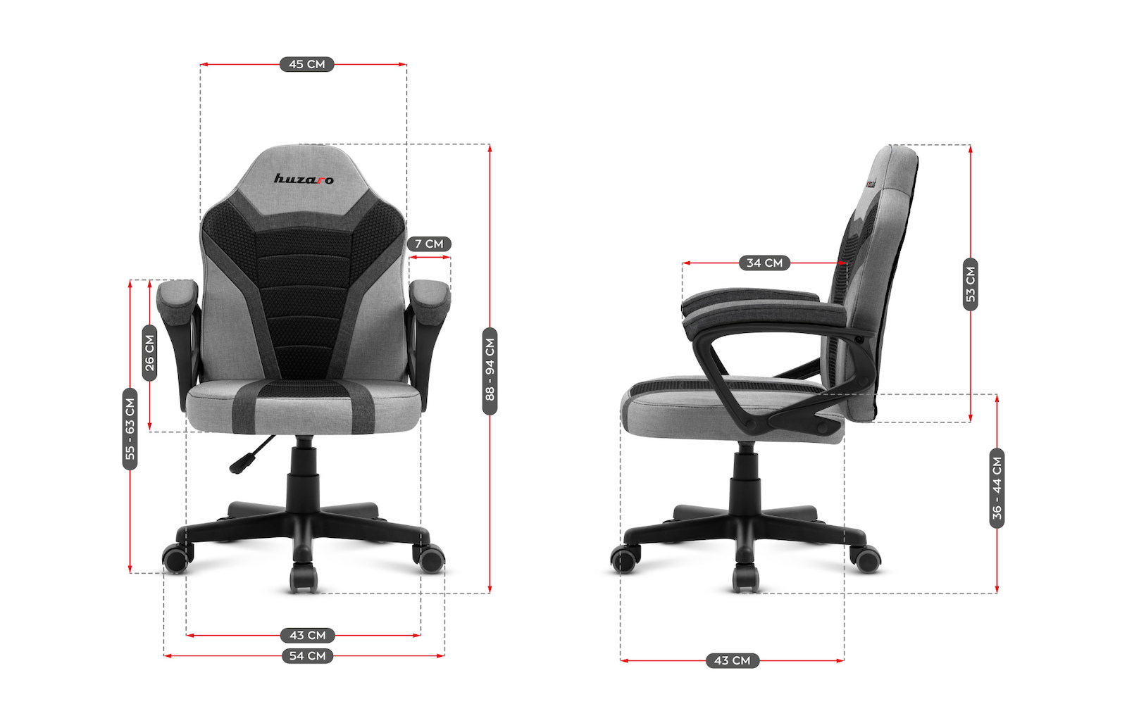 Huzaro Ranger 1.0 Καρέκλα Gaming Δερματίνης Gray Mesh - Image 5