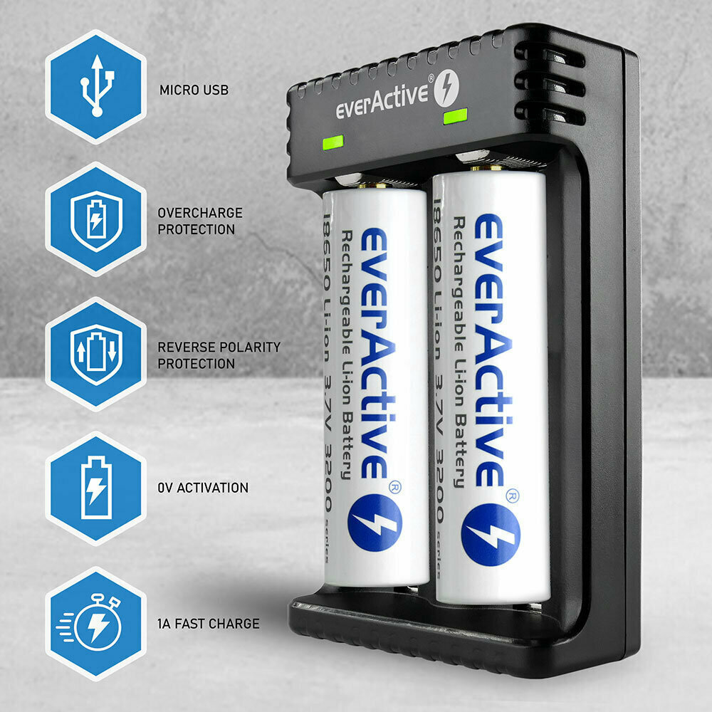 everActive LC-200 USB Φορτιστής 2 Μπαταριών Li-ion Μεγέθους 18650/21700 - Image 6
