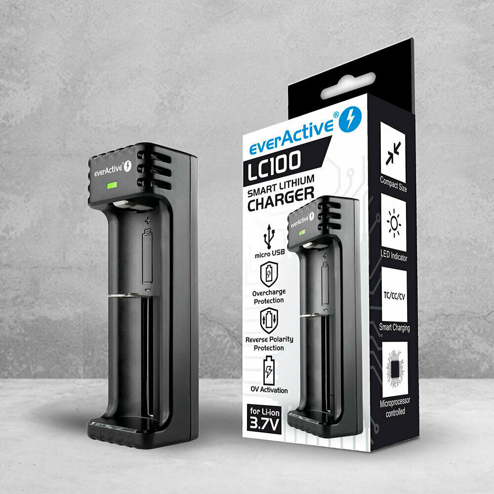 everActive LC-100 USB Φορτιστής Μπαταριών Li-ion Μεγέθους 18650/21700/16340/14500 - Image 5