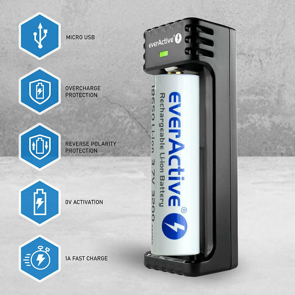 everActive LC-100 USB Φορτιστής Μπαταριών Li-ion Μεγέθους 18650/21700/16340/14500 - Image 3