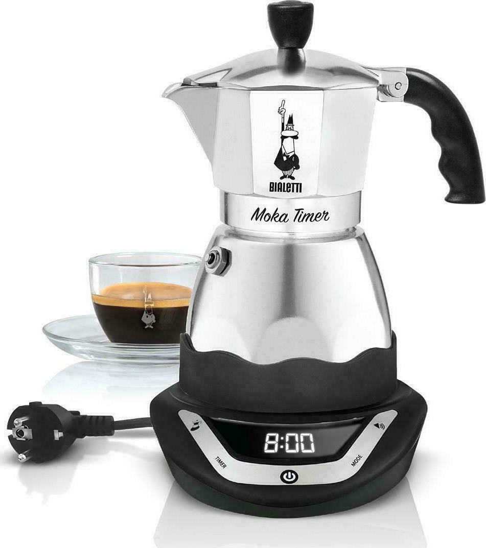 Bialetti Moka Timer Ηλεκτρικό Μπρίκι Espresso 6cups 356W Inox Ασημί - Image 2