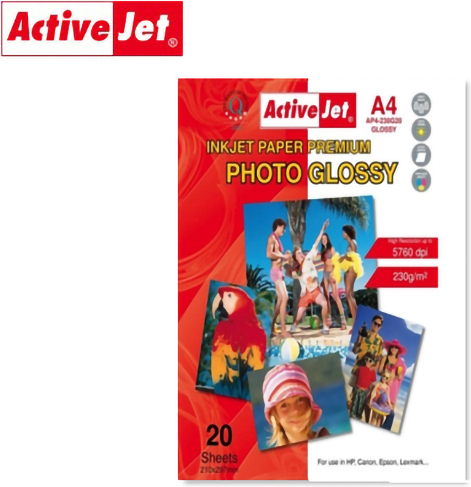 Active Jet Premium Photo Glossy Φωτογραφικό Χαρτί A4 (21x30) 230gr/m² για Εκτυπωτές Inkjet 20 Φύλλα - Image 2