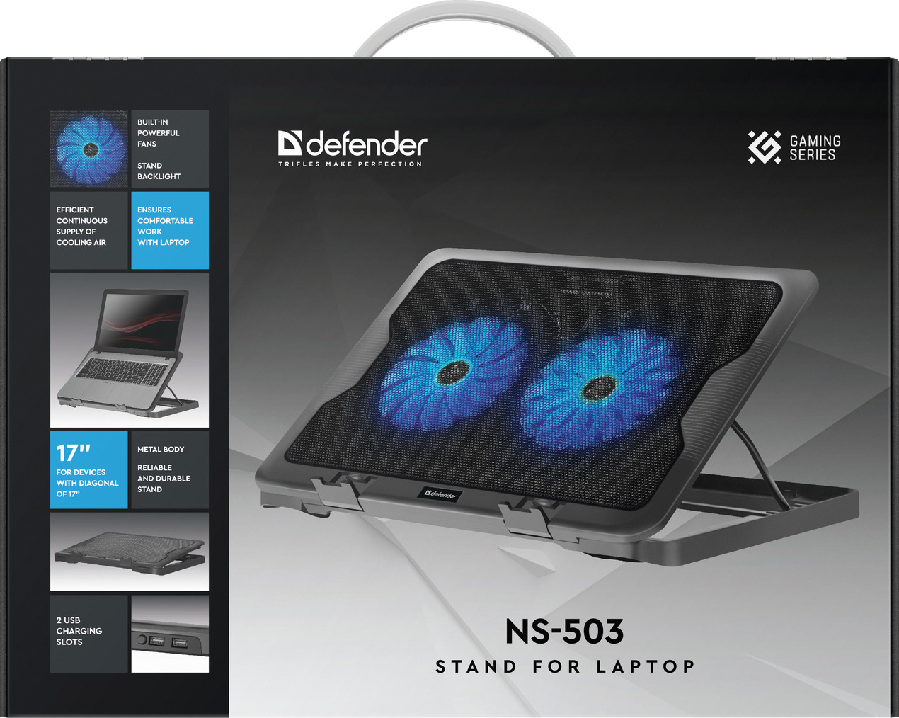 Defender NS-503 Cooling Pad με 2 Ανεμιστήρες και Φωτισμό - Image 9