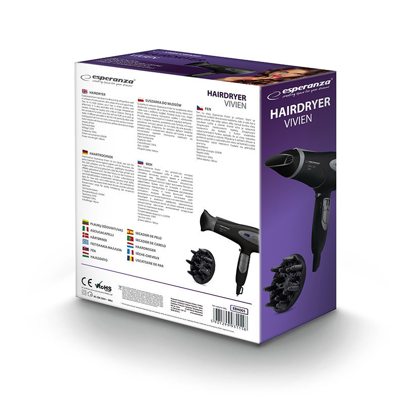 Esperanza Ionic Vivien 2200W EBH005K Πιστολάκι Μαλλιών - Image 3