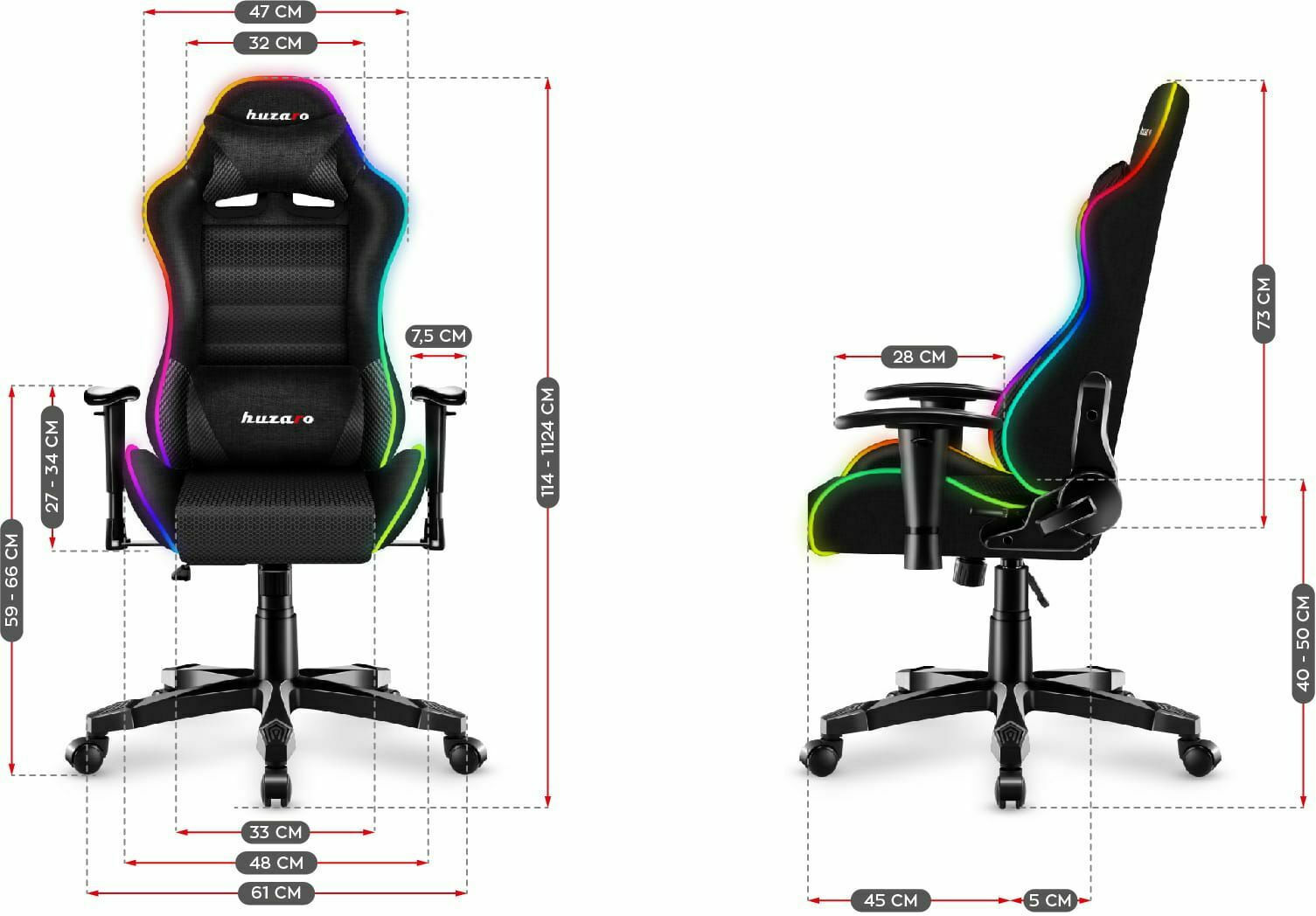 Huzaro Ranger 6.0 Child RGB Mesh Δερματίνης με Ρυθμιζόμενα Μπράτσα - Image 3