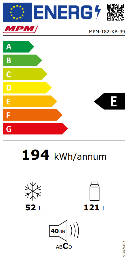 MPM Ψυγειοκαταψύκτης 173lt Υ142xΠ50xΒ56εκ. Μαύρος MPM-182-KB-39 - Image 4