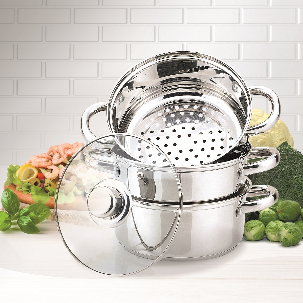 Maestro Steaming Pot Βαθιά Ανοξείδωτη Κατσαρόλα Ατμού 5lt / 24cm MR-2900-24 - Image 4