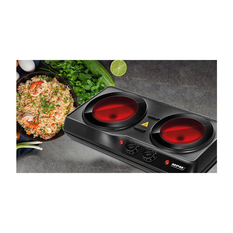 MPM Επιτραπέζια Εστία Κεραμική Διπλή Μαύρη - Image 4