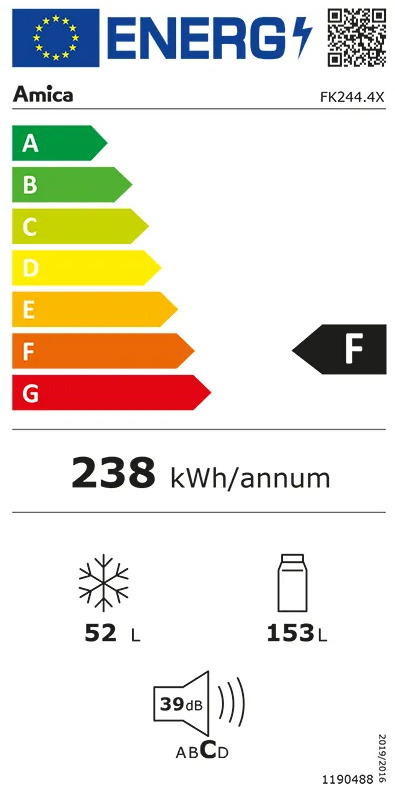 Amica Ψυγειοκαταψύκτης 205lt NoFrost Υ144xΠ54xΒ55εκ. Inox FK244.4X - Image 6