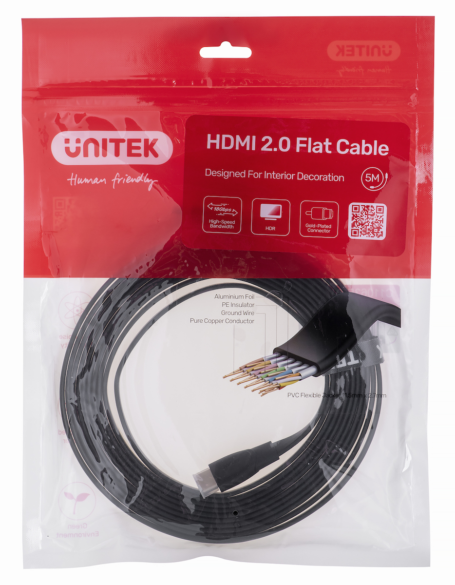Unitek Flat HDMI male - HDMI male 5m Μαύρο (C11063BK-5M) - Image 2