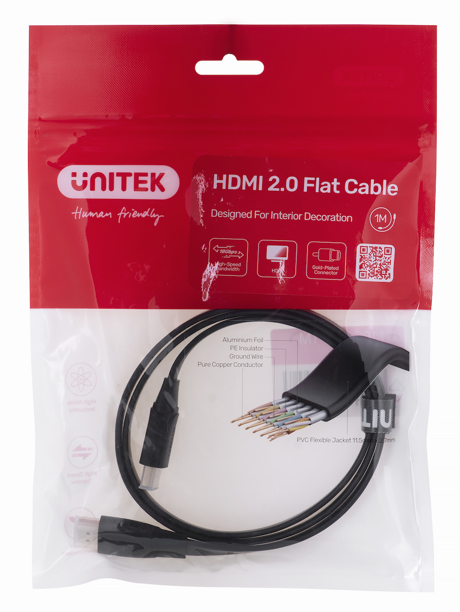Unitek Flat HDMI male - HDMI male 1m Μαύρο (C11063BK-1M) - Image 2