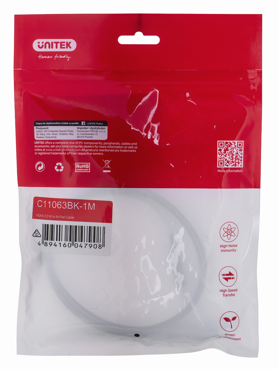 Unitek Flat HDMI male - HDMI male 1m Μαύρο (C11063BK-1M) - Image 3