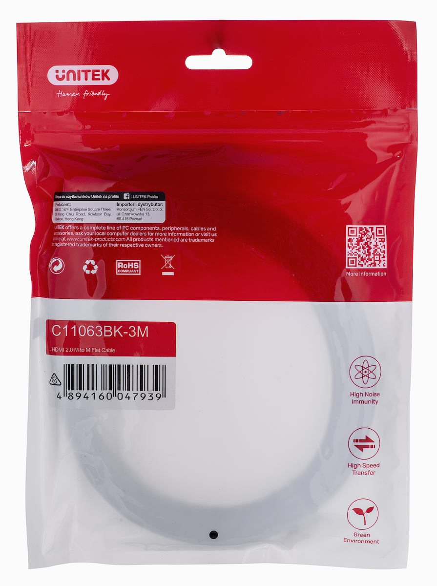 Unitek Flat HDMI male - HDMI male 3m Μαύρο (C11063BK-3M) - Image 3