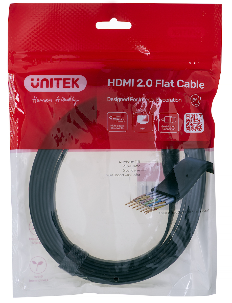 Unitek Flat HDMI male - HDMI male 3m Μαύρο (C11063BK-3M) - Image 2