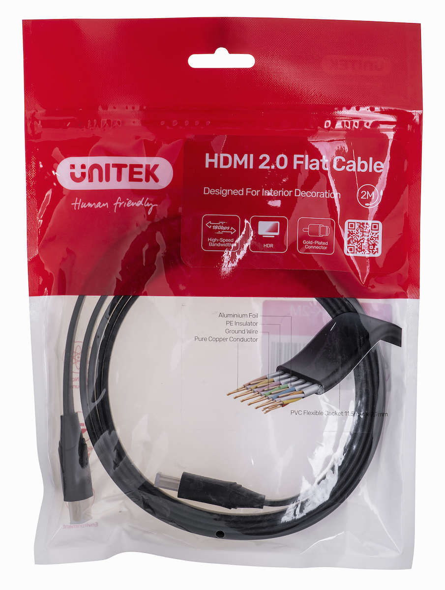 Unitek Flat HDMI male - HDMI male 2m Μαύρο (C11063BK-2M) - Image 2